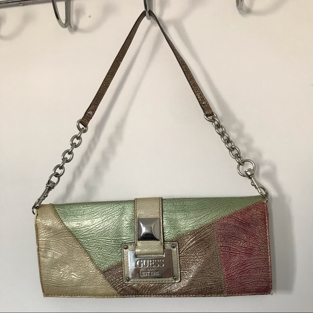 FINAL SALE: Guess strap clutch purse multicolor